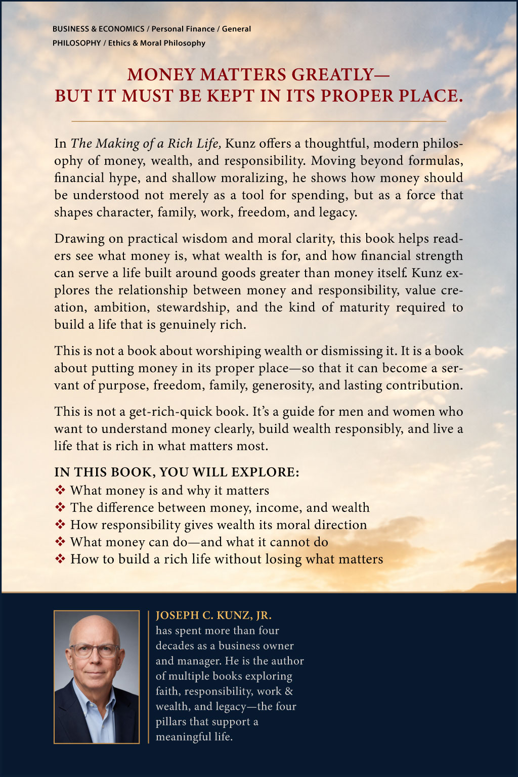 The Making of a Rich Life — back cover